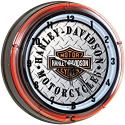 Harley-Davidson Bar & Shield Diamond Plate Neon Clock