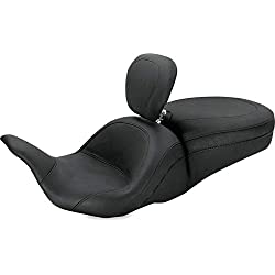 Mustang Motorcycle Seats 79703 Lowdown Touring One-Piece Seat with Driver Backrest for Harley-Davidson Electra Glide Standard, Road Glide, Road King & Street Glide 2008-'21, Original, Black, Reduced Reach