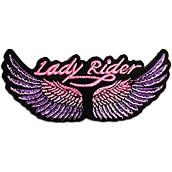 Lady Rider Biker - Parches Termoadhesivos Bordados Aplique Para Ropa, Tamaño: 11 x 5 cm