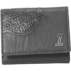 Harley-Davidson Mens Bar & Shield Classic Trifold Wallet, Black CR2352L-Black