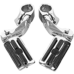 TCMT Plata 1.25 ´´3.2 cm Ajustable Highway Foot Pegs Bracket Set Reposapiés footpeg para Harley todos los modelos con motor de 1 – 1/4´´