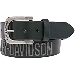 Harley-Davidson hombres cinturón de piel en relieve de la carretera a infierno, Negro hdmbt10853blk - negro -