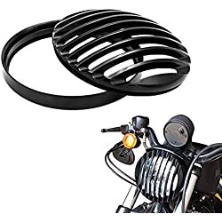 5 3/4 ´´negro para faros delanteros de aluminio Parrilla Cubierta para Roadster XL1200R Sportster XL883 883 Custom XL883 C/Xl1200 C bajo XL883L/XL1200L Iron 883 XL883 N