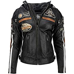 URBAN 5884 Chaqueta Moto Mujer de Cuero '58 LADIES', Chaqueta Cuero Mujer, Cazadora Moto de Piel de Cordero, Armadura Removible para Espalda, Hombros y Codos Aprobada por la CE |Negro, L (UR-154)