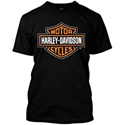 Harley-Davidson Men's Orange Bar & Shield Black T-Shirt 30290591