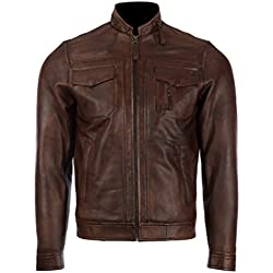 Aviatrix Hombres Muy Estiloso Suave Cuero Auténtico Chaqueta De Moda Moto (2ZCV)