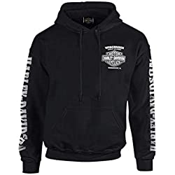 Harley-Davidson Men's Lightning Crest Pullover Hooded Sweatshirt, Black