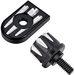 Amazicha Negro Guardabarros Trasero Asiento Perno Tab Screw Mount Knob Cover Kit para Harley Davidson 1996 – 2016