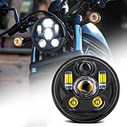 SKUNTUGUANG 5-3/4 5.75 pulgadas 45W LED Faro para Harley Davidson Motocicletas Faro