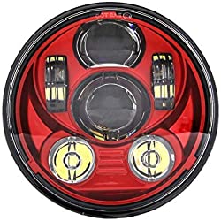 skuntuguang Rojo 5,75 Pulgadas Redondas – Faro LED para Motocicleta Harley Davidson XL 1200 C, Color Rojo