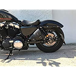 ORLETANOS Medusa Black - Bolsillo Lateral Izquierdo Compatible con Harley Davidson Sportster Iron 883 Roadster 1200, Color Negro