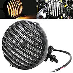 NATGIC Harley 5.5In Faros de Motocicleta Faros Delanteros Universales con Rejilla Luces Halógenas de Carcasa Negra 12V 55W