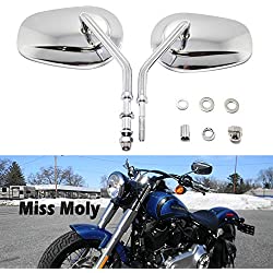 8mm Motocicleta Espejos Laterales para Sportster 1200 XL883 Dyna Softail Road Glide Rocker (#2-Cromo)