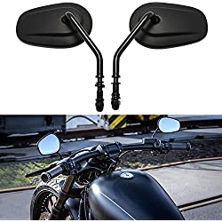 8mm Motocicleta Espejos Laterales para Sportster 1200 XL883 Dyna Softail Low Rider Breakout Road Glide Rocker (#2-Negro)