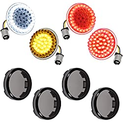 Amazicha 1157 LED Motorcycle Turn Signals 2´´ Bullet Front Rear Turn Signals Lens Covers Kit Compatible for 1986-2023 Harley Touring Street Glide Dyna Sportster Softail Electra Road Glide Iron 883