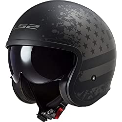 LS2, casco jet moto Spitfire, Black flag, M