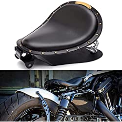 Asiento Solo de Cuero Motocicleta, Asiento Moto Con Placa Base para Bobber Sportster XL1200 883 48 Dyna Softail(Negro)