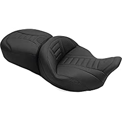 Mustang Motorcycle Seats 79006 Super Touring Deluxe One-Piece Seat for Harley-Davidson Electra Glide Standard, Road Glide, Road King & Street Glide 2008-'21, Deluxe, Black, Extended Reach