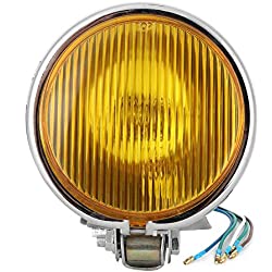 Lámpara de cabeza, Qiilu Luz de cabeza de faro de, faro de estilo retro vintage Accesorio de modificación de moto de faro de motocicleta universal(plata)