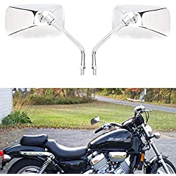 M10 Espejos laterales de motocicleta, espejos retrovisores de motocicleta rectangulares cromados para Bobber ATV Street Bike Cruiser Chopper