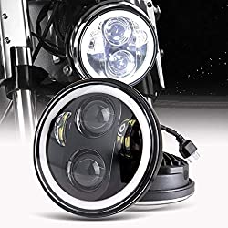 Faro delantero LED para motocicleta, 5,75 pulgadas, ojo de ángel, blanco, para Harley Davidson, impermeable