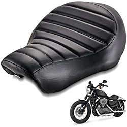 TUINCYN - Cojín para asiento de motocicleta, cuero sintético, asiento individual para conductor, compatible con Harley Davidson Sportste XL883 XL883N XL883L XL883X 2005-2013 (línea horizontal negro)