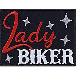 Parches ropa termoadhesivo motociclista Patch chica, Lady Biker´´ aplicación de regalo para mujer motociclista para chaqueta/chaleco/jeans/botas | 90x65mm