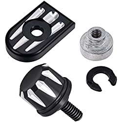 Amazicha Cubierta negra del pomo de la tuerca del asiento trasero del guardabarros 1/4´´-20 rosca compatible para Harley Davidson Sportster Softail Touring Dyna 1996-2021