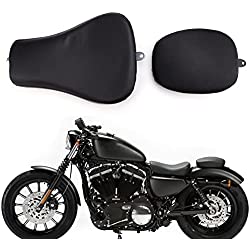 Asiento individual para motociclista delantero y cojín del pasajero trasero apto para Sportster XL 48 72 1200X 1200V Iron 883 XL883 Forty Eight Seventy Two 1200, negro.