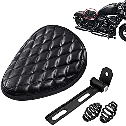 Amazicha Kit de soporte de resorte de cuero negro para asiento individual de 3 pulgadas, compatible con Harley Yamaha, Honda, Suzuki, Kawasaki, Sportster Chopper