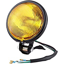 Faro LED para Motocicleta, Faro LED, Bombilla para Faro Delantero de Motocicleta de 5 Pulgadas para Choppers Redondo(Cubierta de vidrio amarillo de concha negra2)